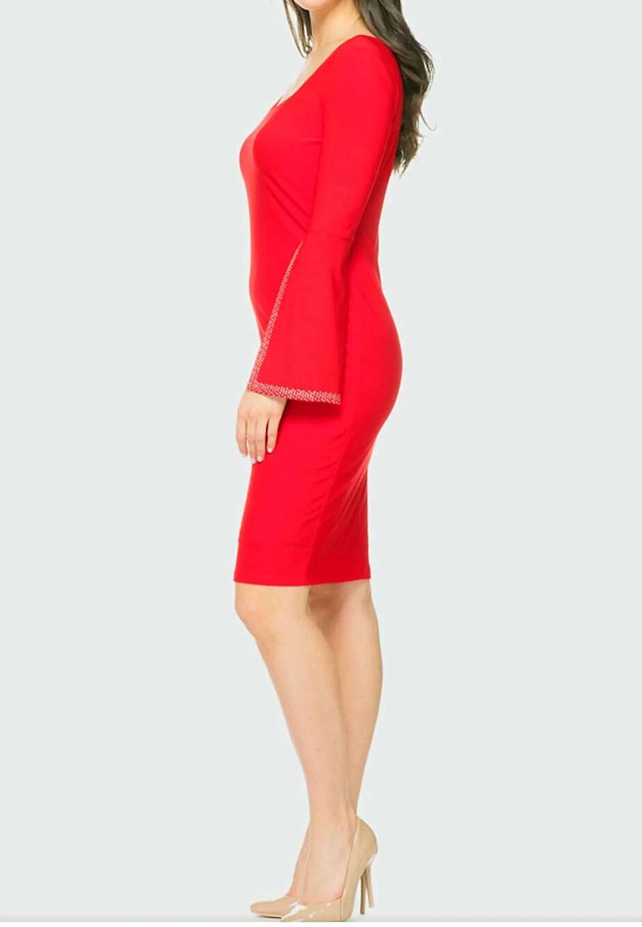 NEW JOSEPH RIBKOFF knee-length cocktail dress in lipstick red